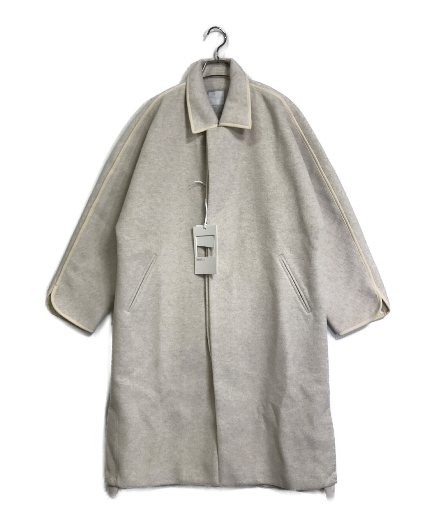 EKCOOKIES 袖口ラウンドバイカラーパイピングステンカラーロングコート