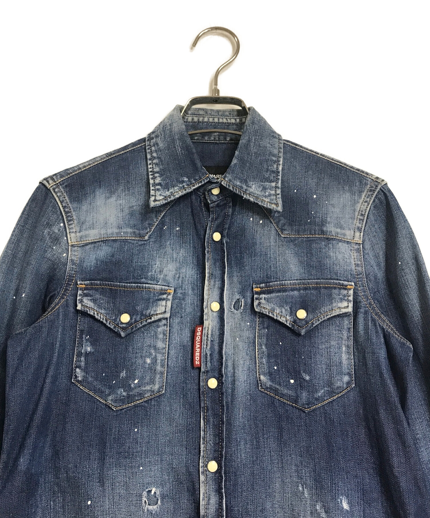 DSQUARED2 ディースクエアード デニムシャツ インディゴ ダメージ加工