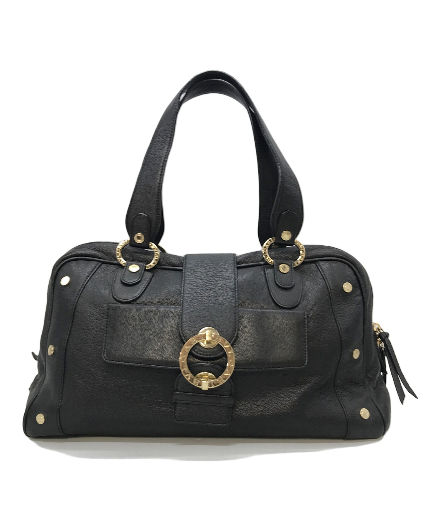 ブルガリ BVLGARI ハンドバッグ ブラック レザー 保存袋付き