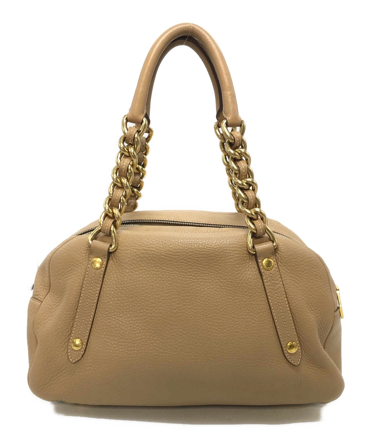 プラダ レザーバンドバッグ PRADA プラダ レザー ハンドバッグ 茶色