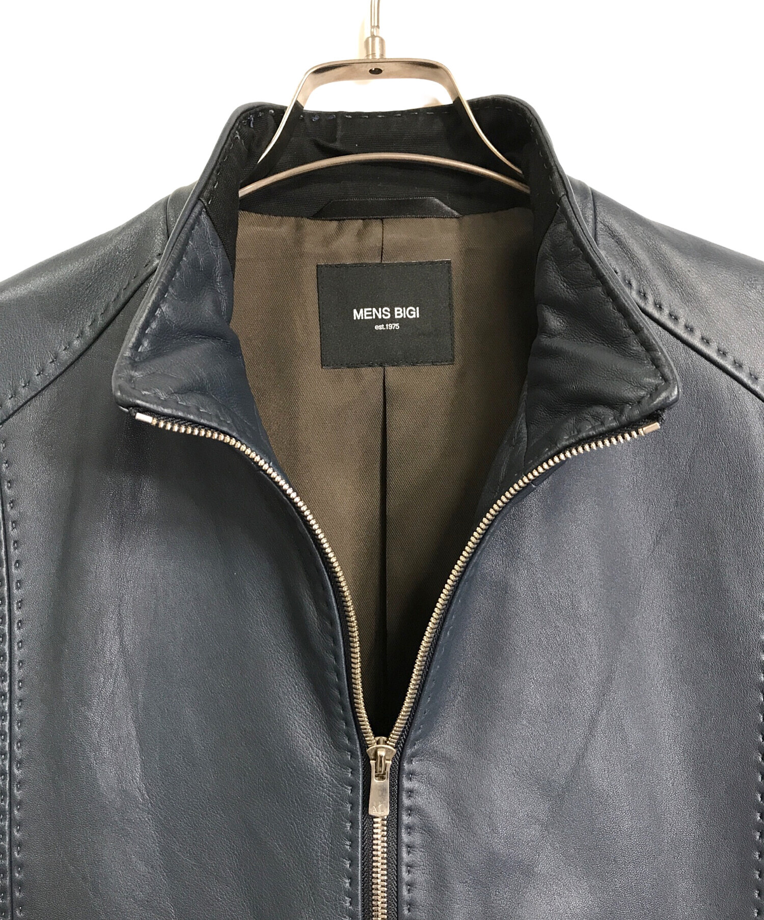 ニ*コ様 メンズ Bigi カーキ ラムレザー サイズM 美品 ニ*コ様