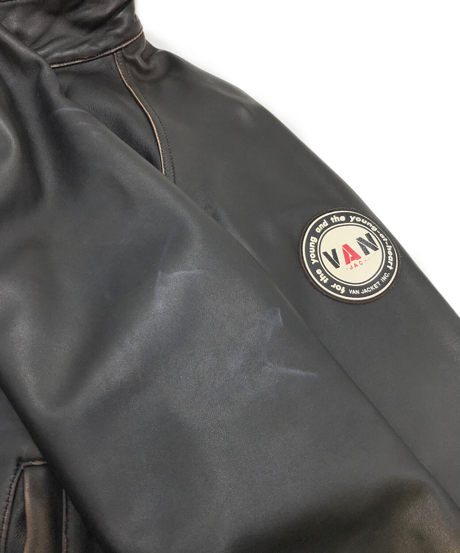 中古・古着通販】VAN (ヴァン) バックロゴレザージャケット レザー