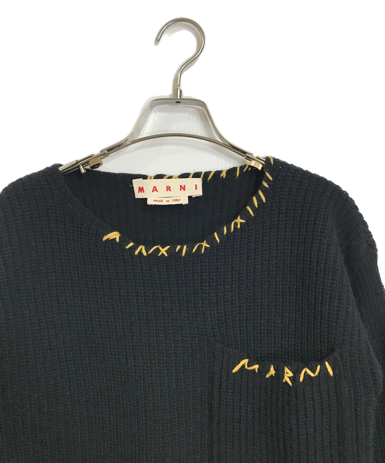 MARNI ニット長袖　サイズ38 中古・古着通販】MARNI (マルニ) ステッチデザインニット ブラック