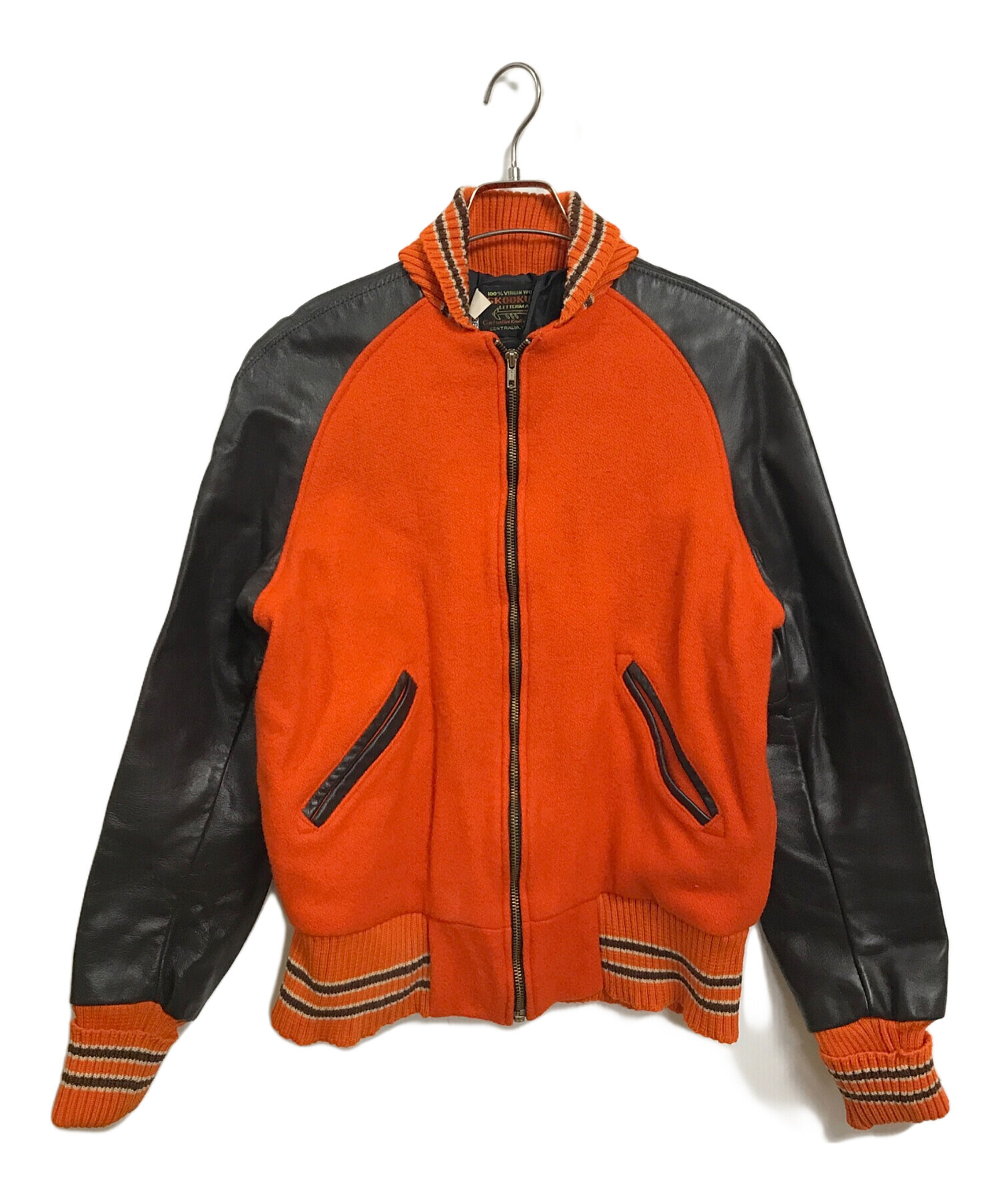 中古・古着通販】SKOOKUM (スクーカム) ウール切替レザースタジャン