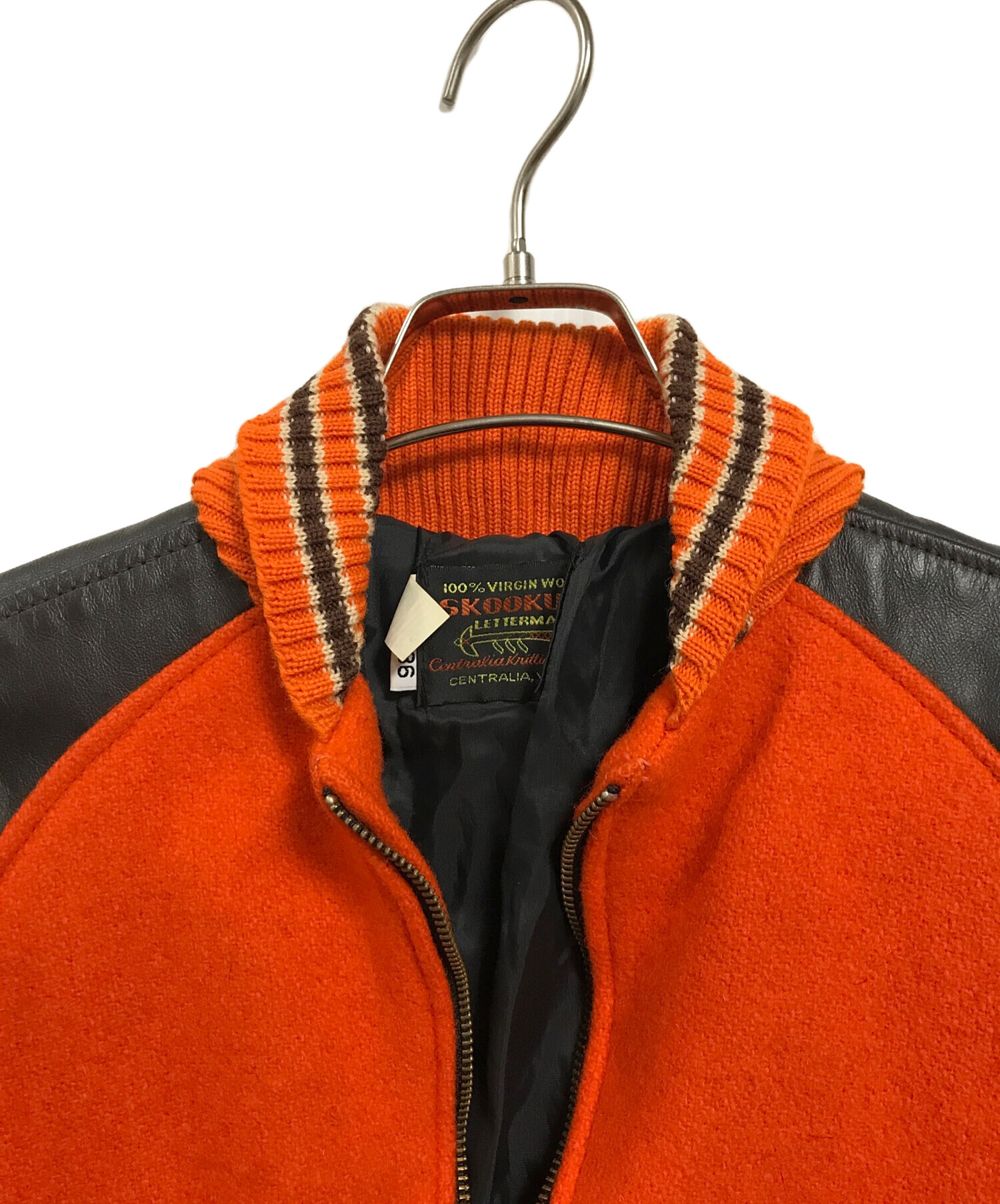 SKOOKUM スクーカム　スタジャン USA製　 マスタード　レザー　L 中古・古着通販】SKOOKUM (スクーカム) ウール切替レザースタジャン