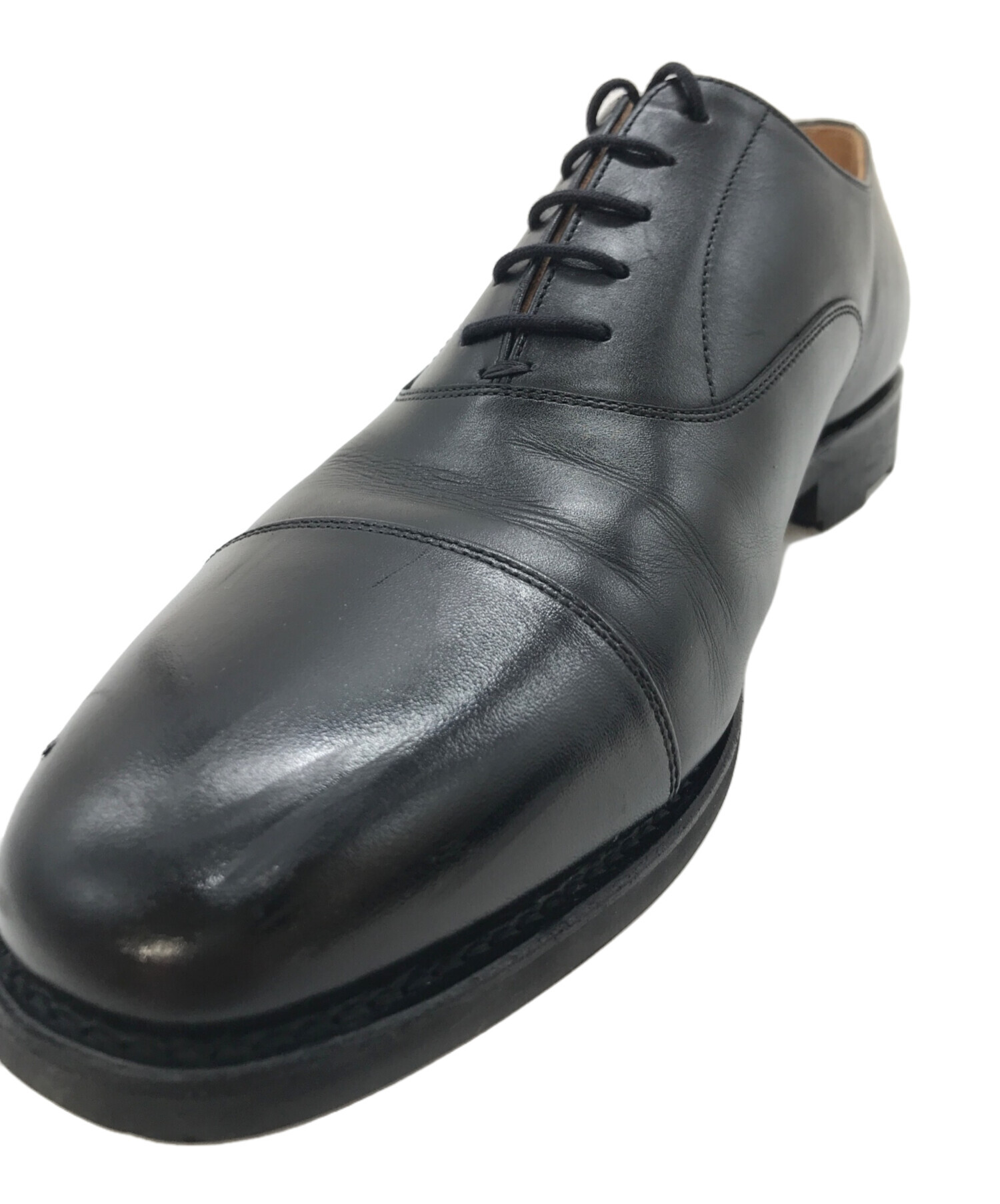 HIROKAWA 革靴 黒　SCOTCH GRAIN HIROKAWA Scotch Grain Black Leather Bench Made Oxfords JPN