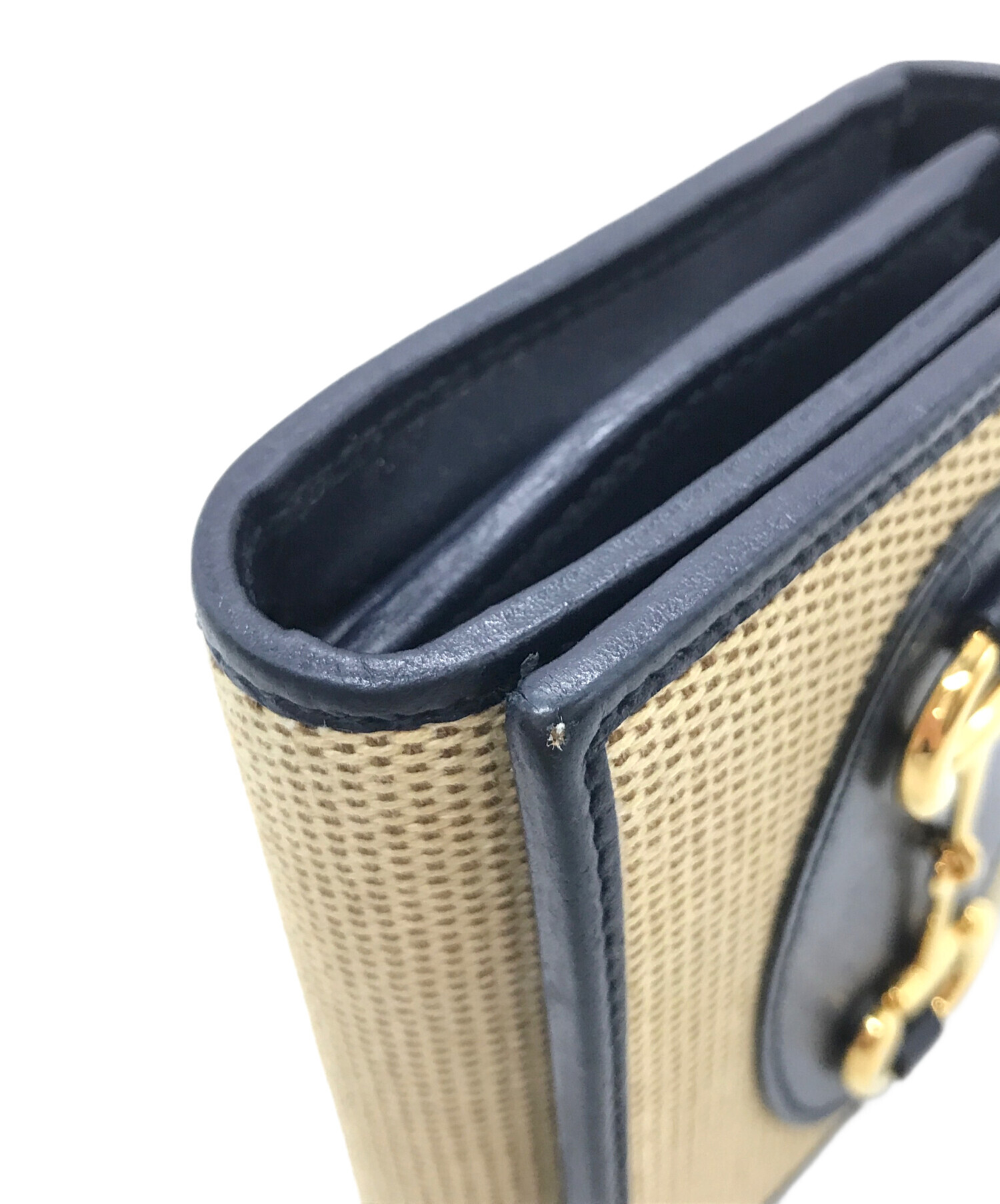 中古・古着通販】GUCCI (グッチ) ホースビット2つ折り財布 ベージュ