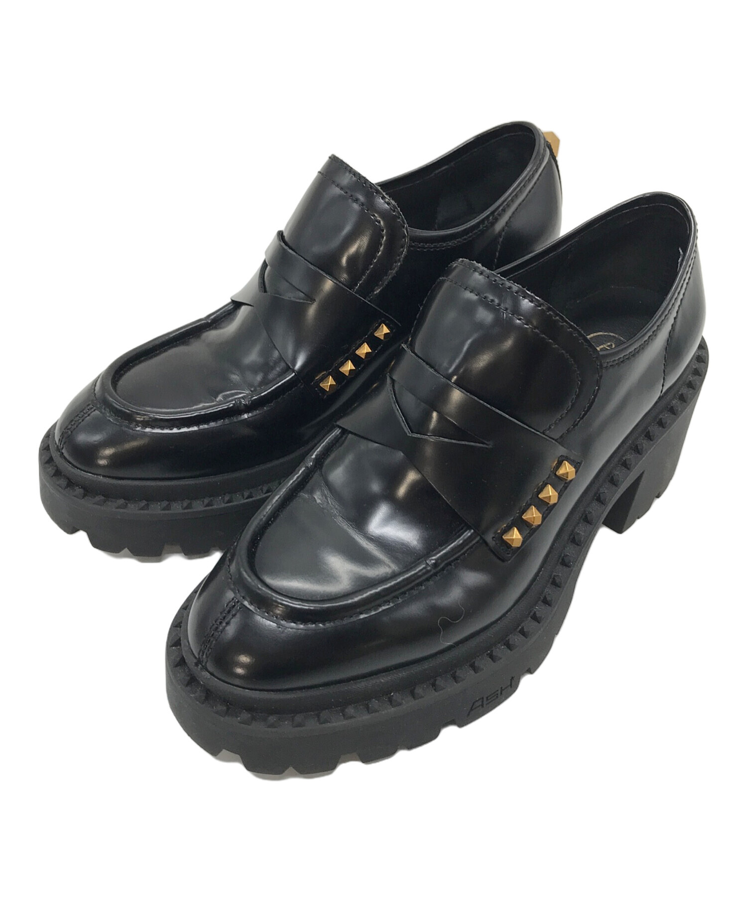 中古・古着通販】ASH (アッシュ) チャンキーヒールローファー スタッズ