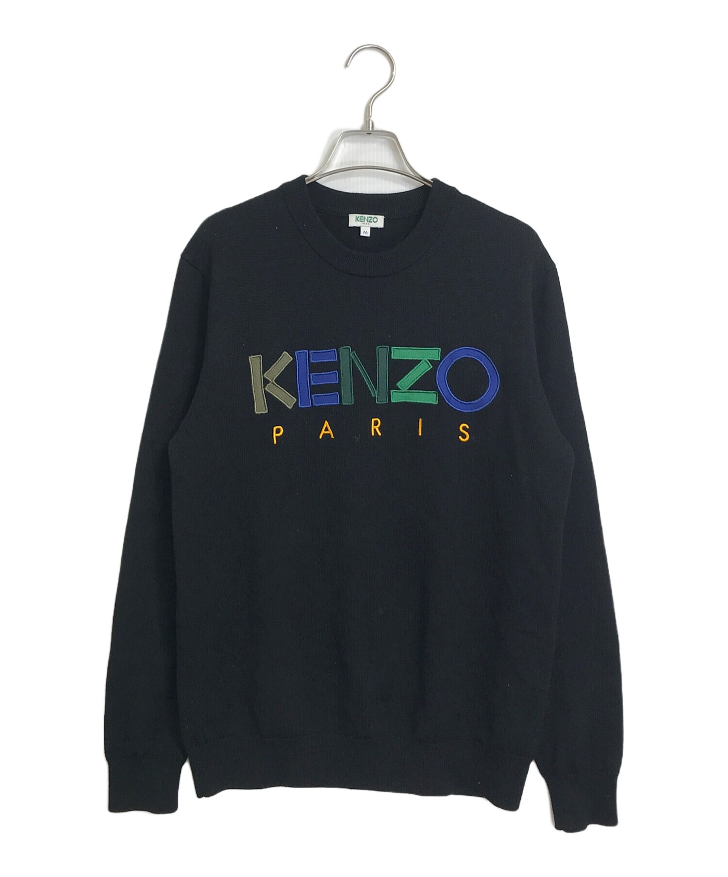 中古・古着通販】KENZO (ケンゾー) ロゴ刺繍ニット ブラック サイズ:M 