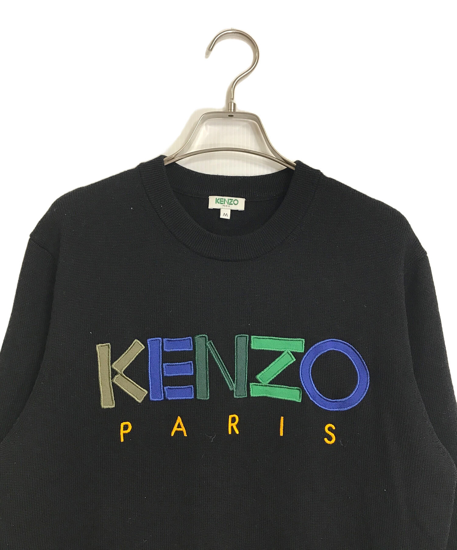 中古・古着通販】KENZO (ケンゾー) ロゴ刺繍ニット ブラック サイズ:M 