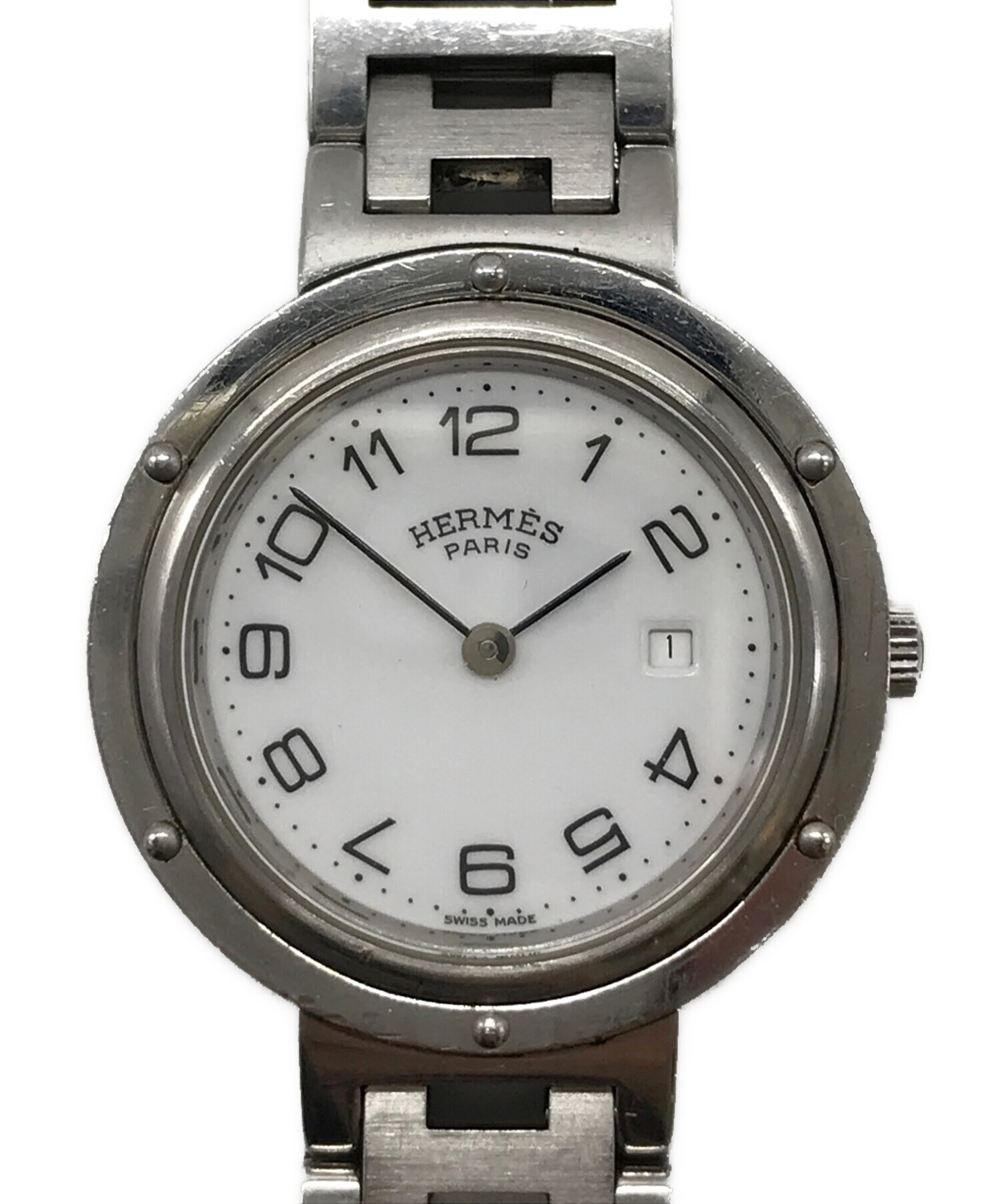 中古・古着通販】HERMES (エルメス) リストウォッチ ホワイト×シルバー 