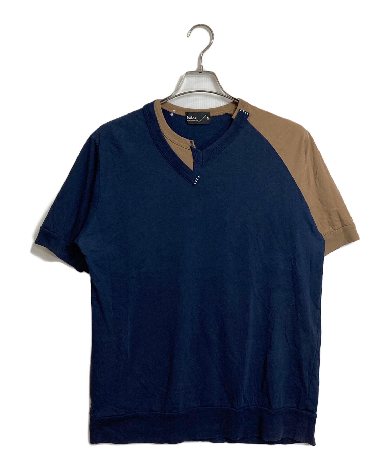 中古・古着通販】KOLOR (カラー) Asymmetric Border Tee ドッキングT 