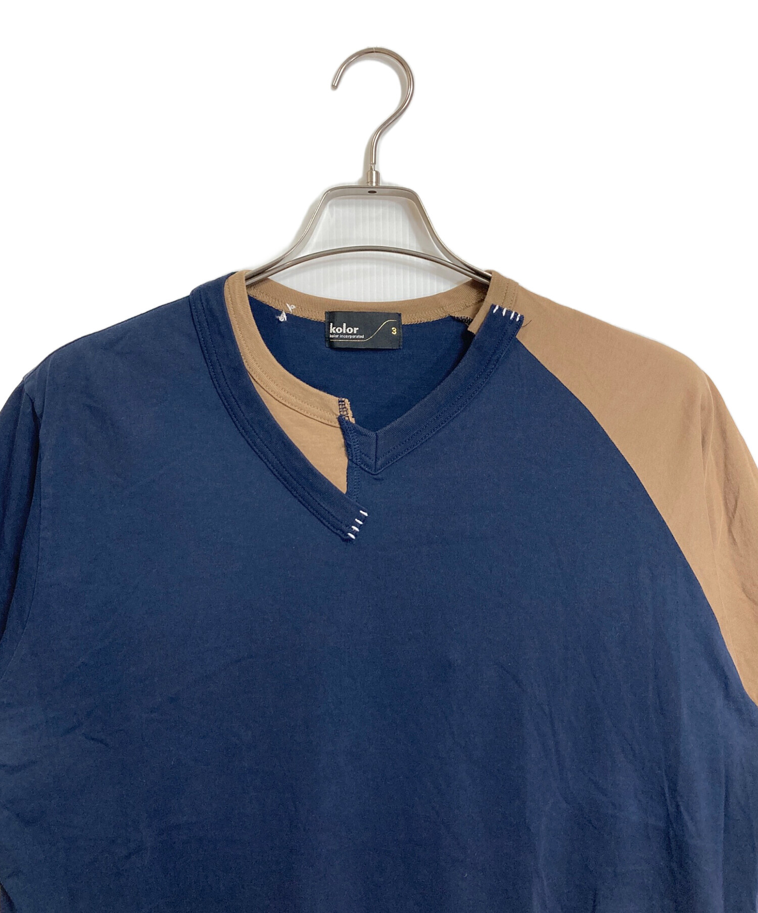 中古・古着通販】KOLOR (カラー) Asymmetric Border Tee ドッキングT 