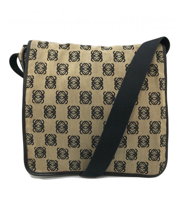 LOEWE ショルダーバッグ アナグラム ロゴ総柄 キャンバス ベージュ 