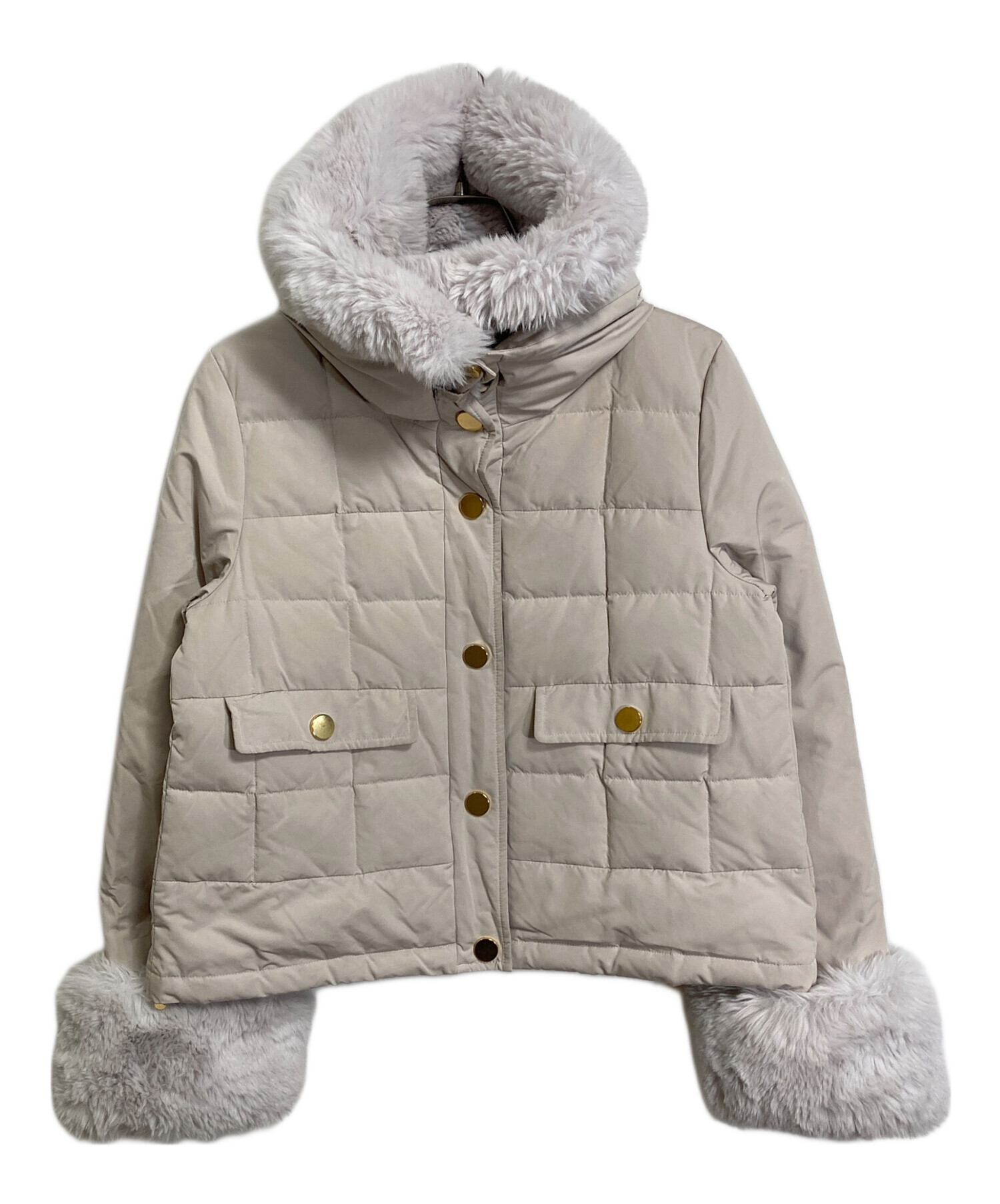 【グレースコンチネンタル】ファー付きショートダウンジャケット 金ボタン 3way 中古・古着通販】GRACE CONTINENTAL (（グレースコンチネンタル) 短丈