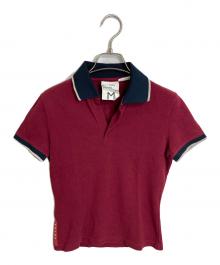 プラダスポーツ ピンク×レッド ポロシャツ ロゴプレート付き プラダスポーツ ピンク×レッド ポロシャツ ロゴプレート付き