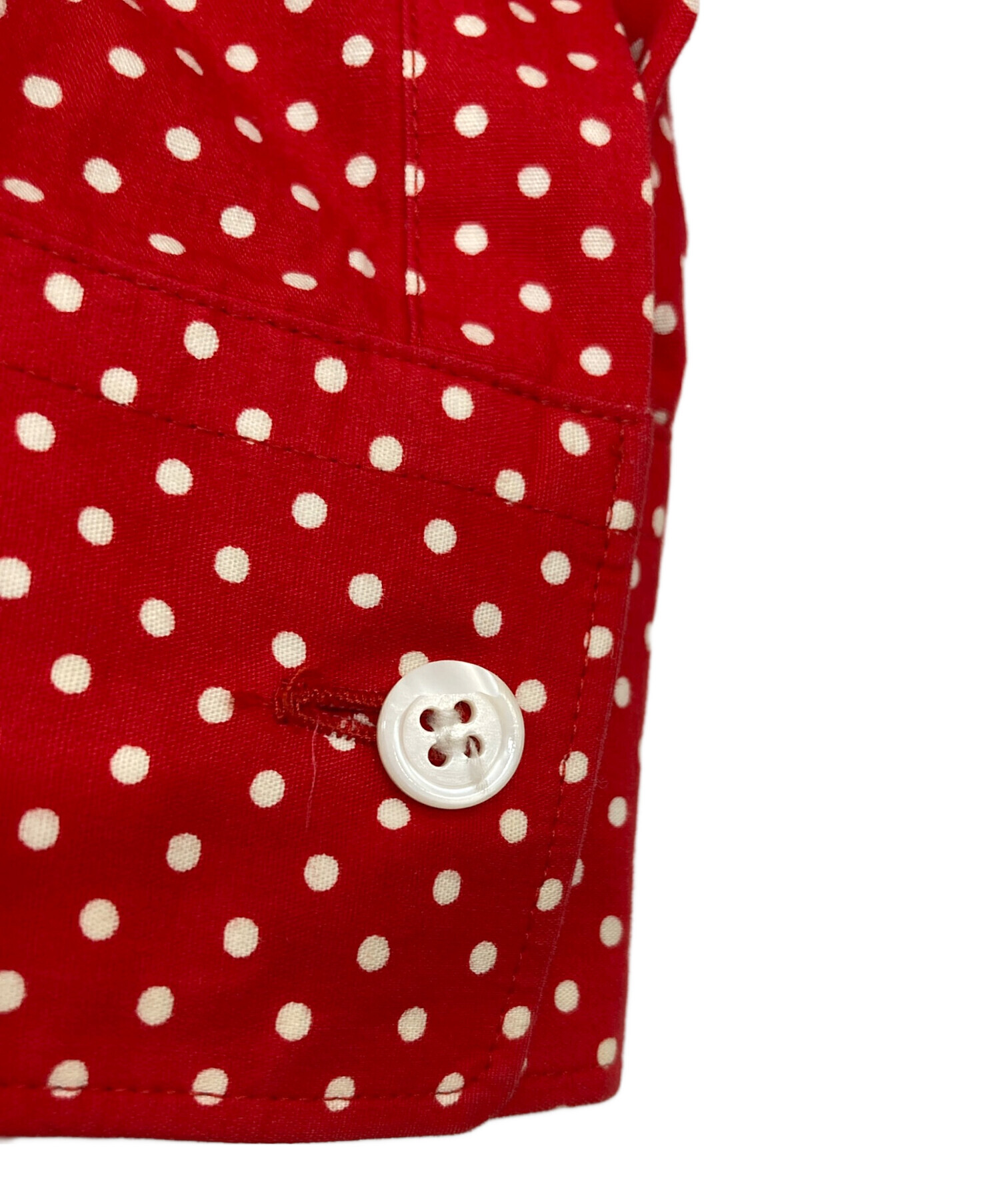 COMME des GARCONS GIRL ブラウス S 赤x白(ドット) 【古着】【中古】 COMME des GARCONS GIRL - COMME des GARCONS GIRL ブラウス S 赤x白
