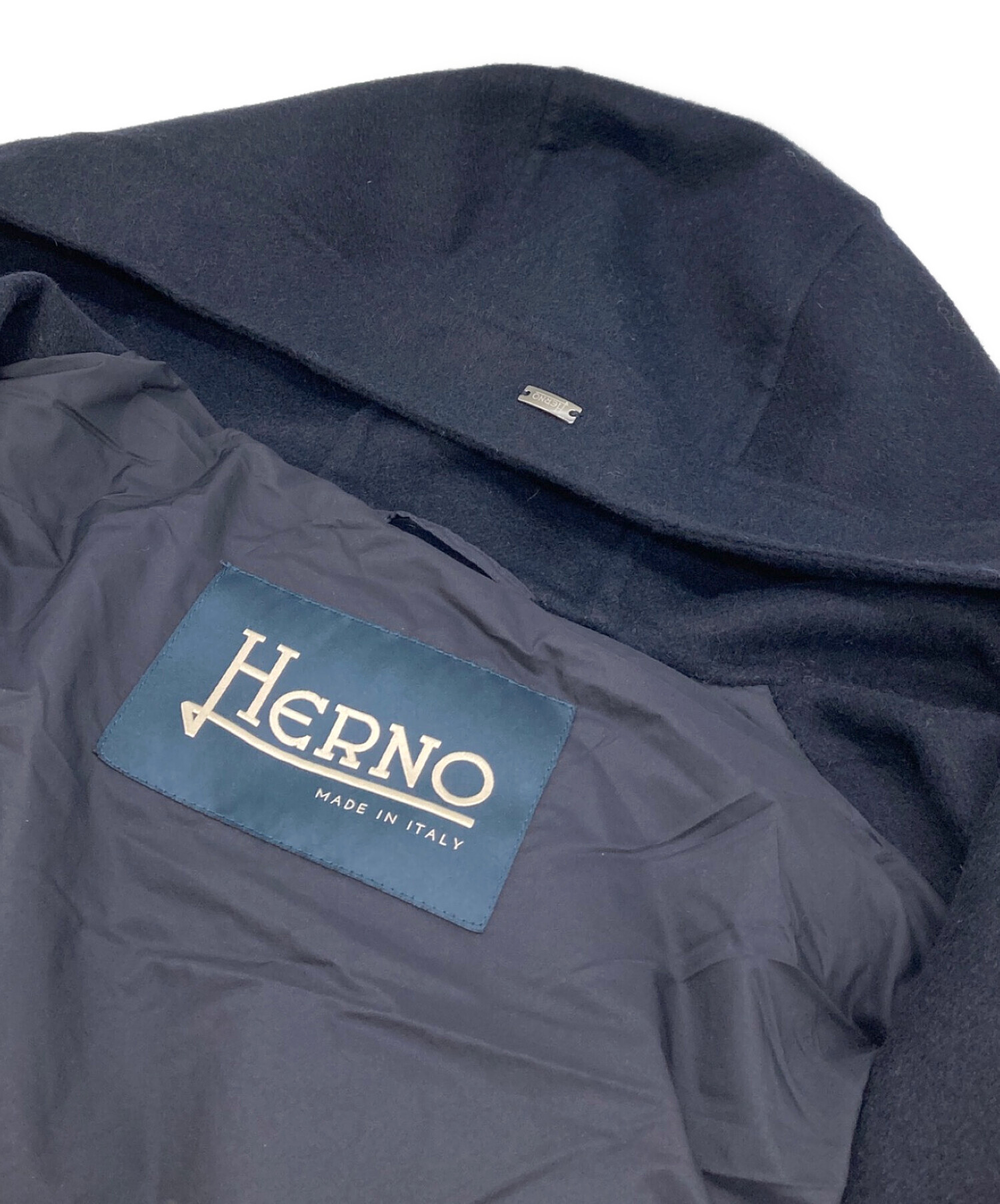 中古・古着通販】HERNO (ヘルノ) ダウン切替ウールコート ネイビー