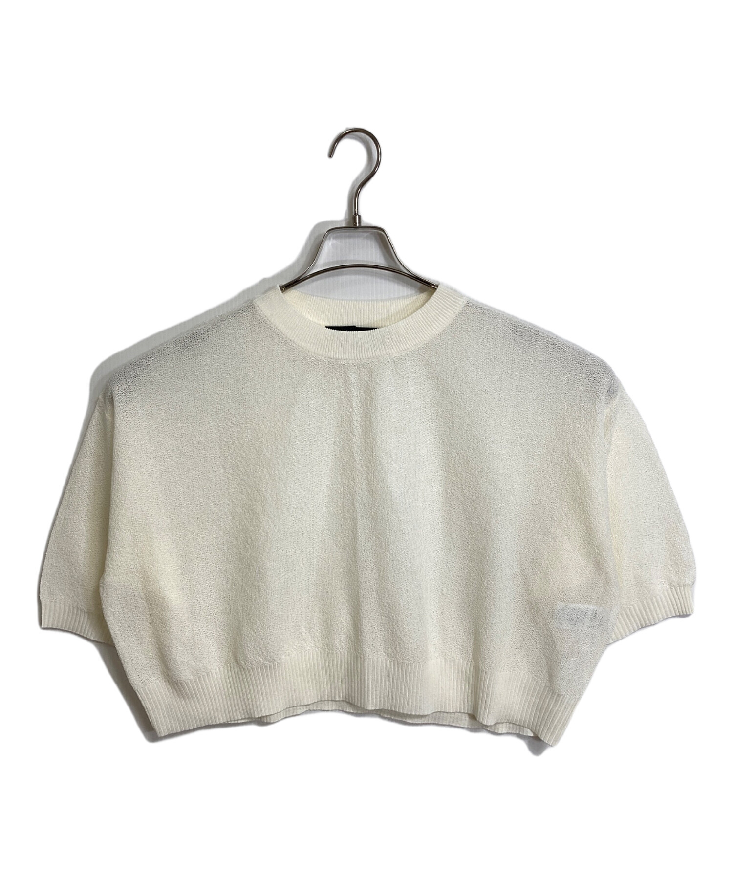 ミズイロインド mizuiro ind クルーネック透かし柄ショートプル 