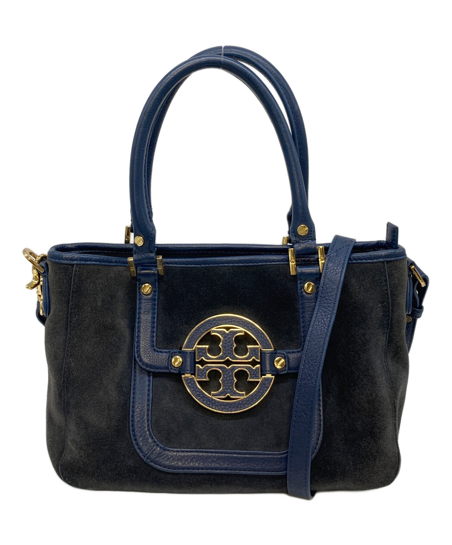 TORY BURCH トリーバーチ アマンダ 2WAY レザートート ネイビー 中古 