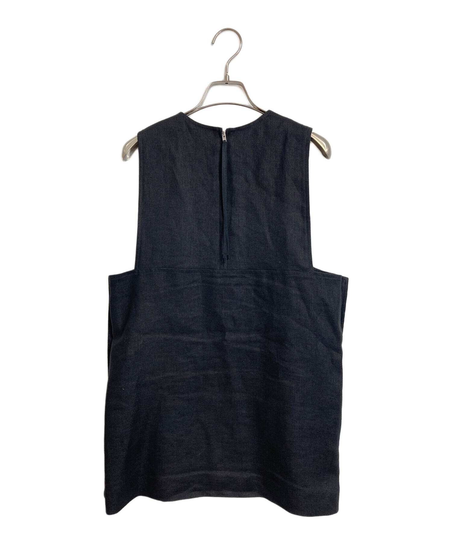 HYKE ハイク LINEN CROPPED TOP ベスト　リネン　ブラック 中古・古着通販】HYKE (ハイク) LINEN CROP TOP リネンクロップトップ