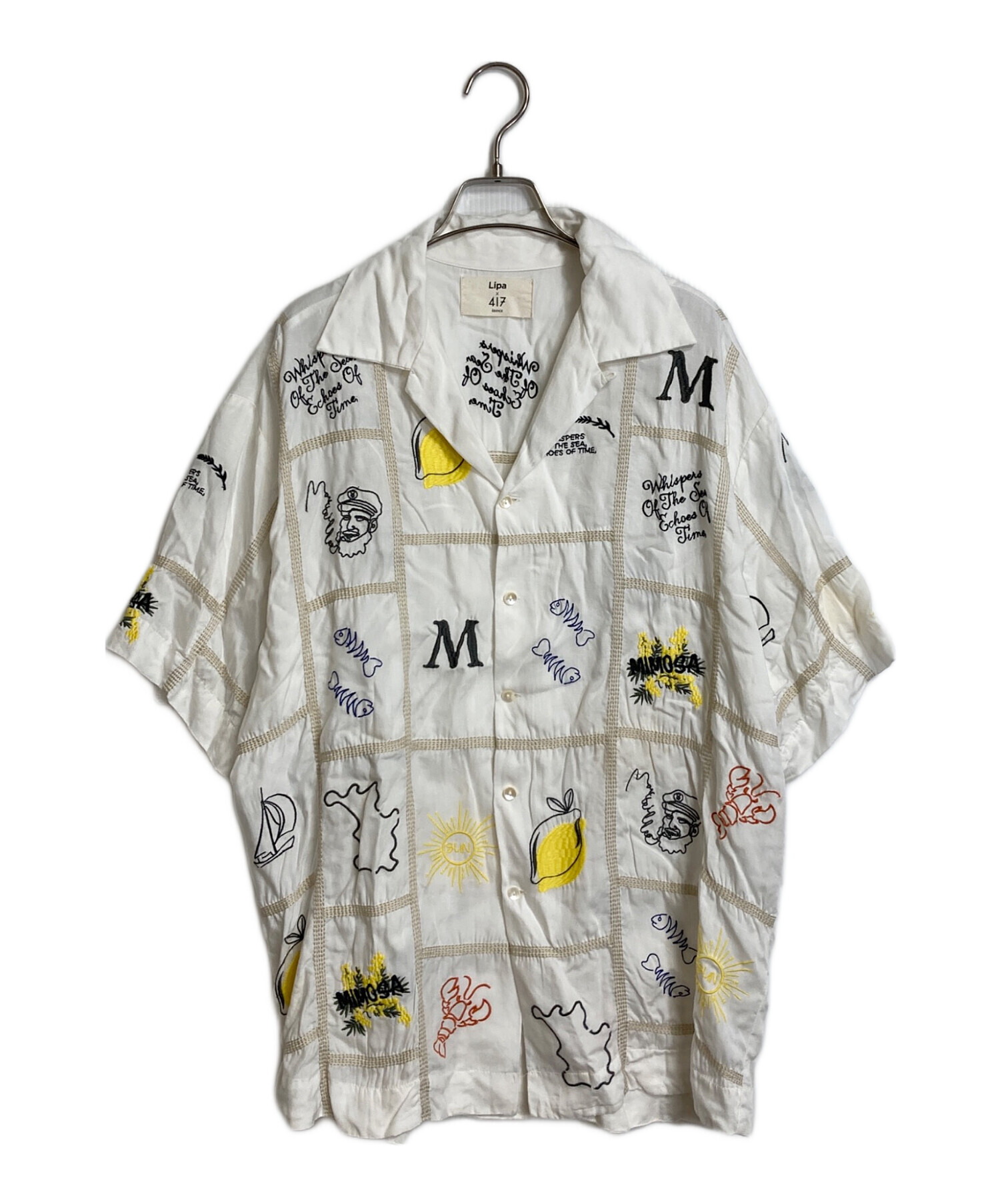 417 EDIFICE(417 by EDIFICE) / ×Lipa/エンブロイダリーシャツ/半袖シャツ/M/BLK/25051312100220 中古・古着通販】417 by EDIFICE (417 バイ エディフィス) Lipa (リパ