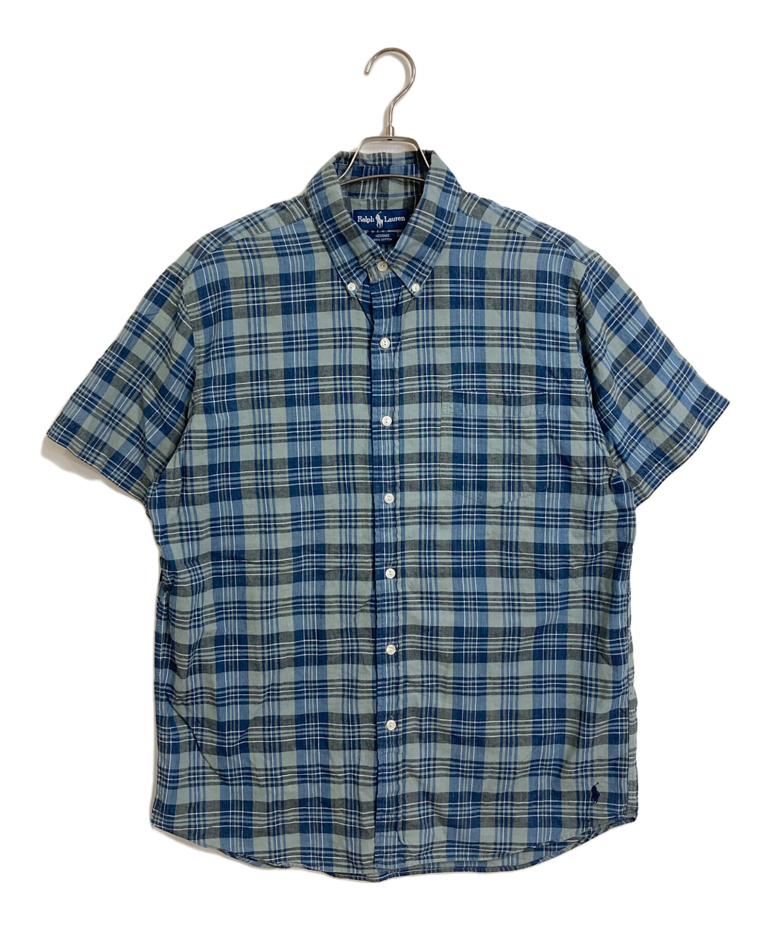 美品 ラルフローレン 裾ポニー プルオーバー コットン 半袖 チェックシャツ L 中古・古着通販】POLO RALPH LAUREN (ポロ・ラルフローレン) 【古着