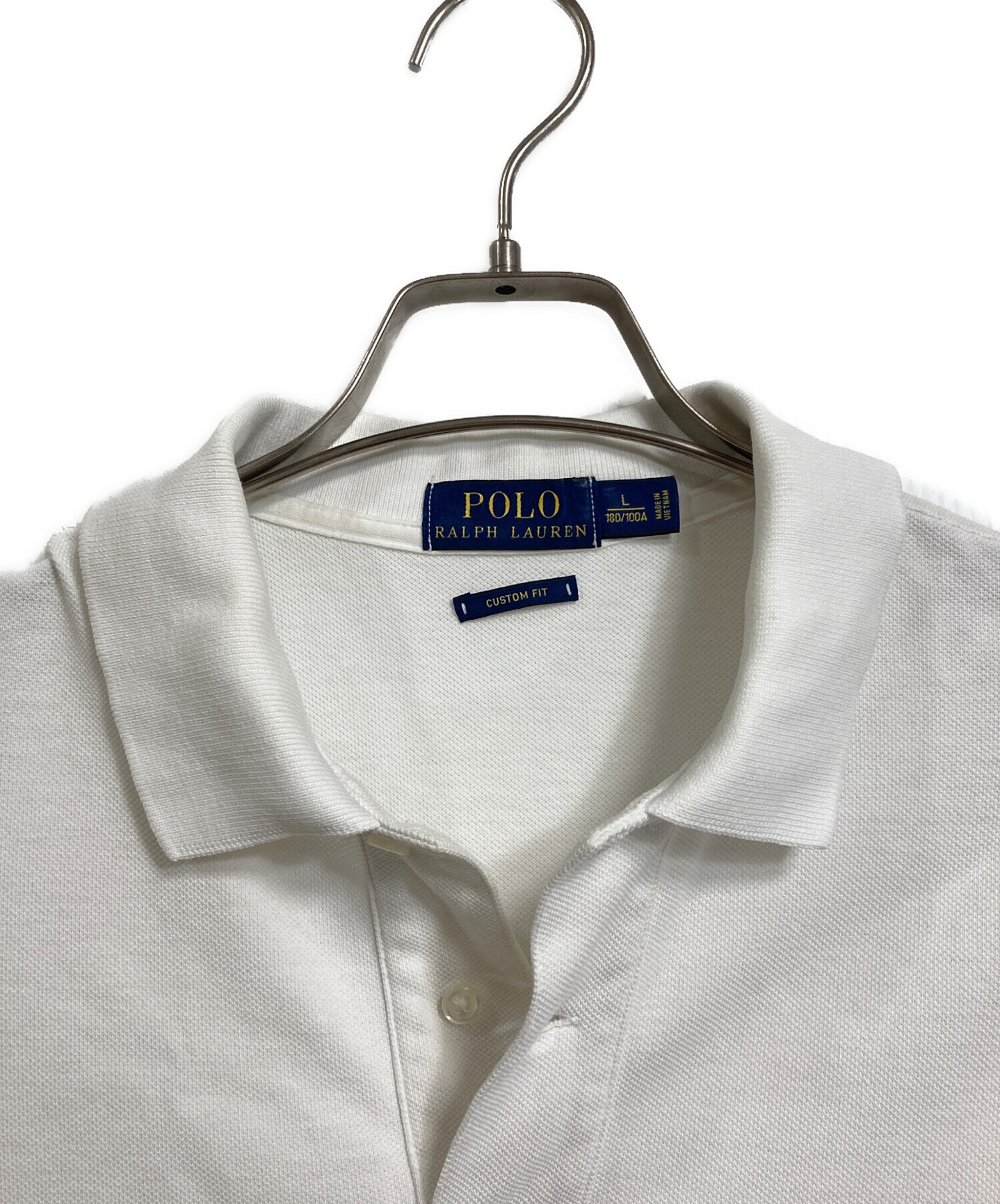 希少　未使用品　ラルフローレンポロシャツ　白　ビーズ刺繍ロゴ　半袖　Mサイズ POLO RALPH LAUREN（ポロ・ラルフローレン） ポロ ラルフローレン 半袖