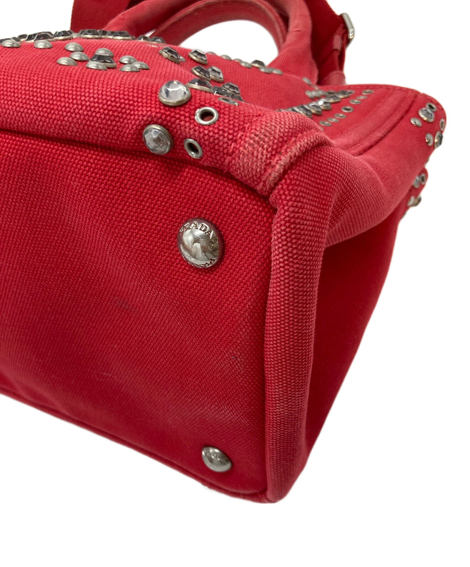 中古・古着通販】PRADA (プラダ) カナパ ビジュースタッズ 2wayバッグ