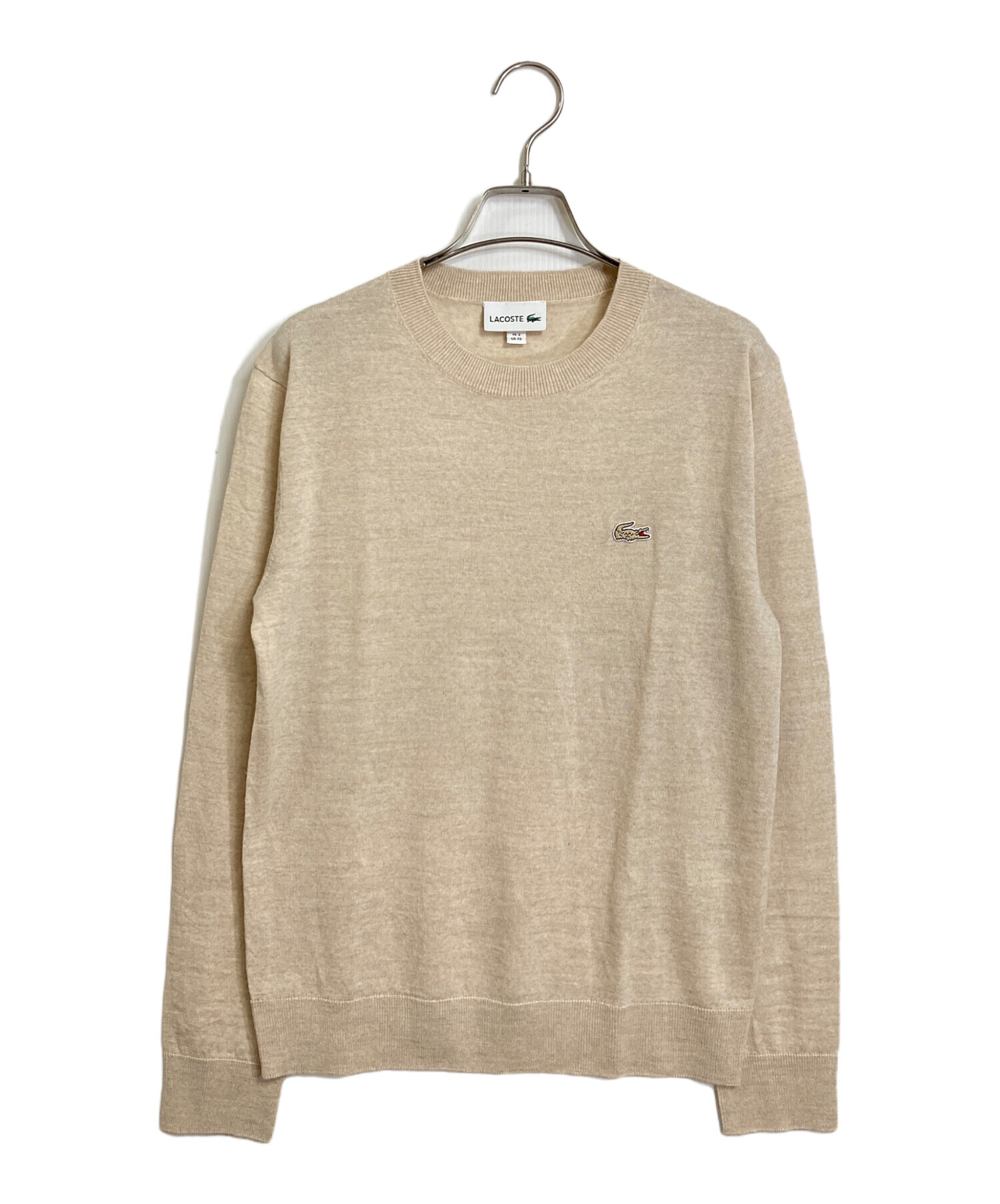 【未使用品】LACOSTE/エッセンシャル ウール ニット セーター/ベージュ LACOSTE（ラコステ） エッセンシャル ウール ニット セーター LACOSTE