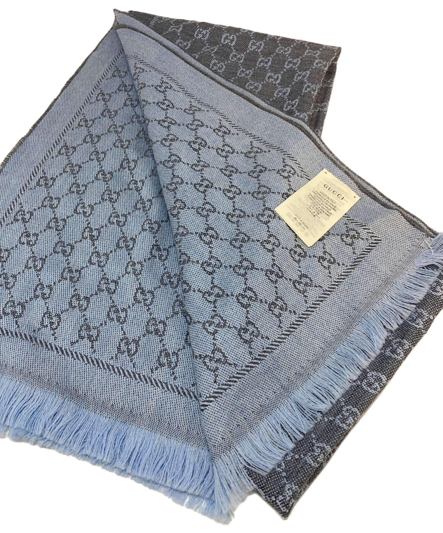 中古・古着通販】GUCCI (グッチ) GGジャガードウールマフラー グレー