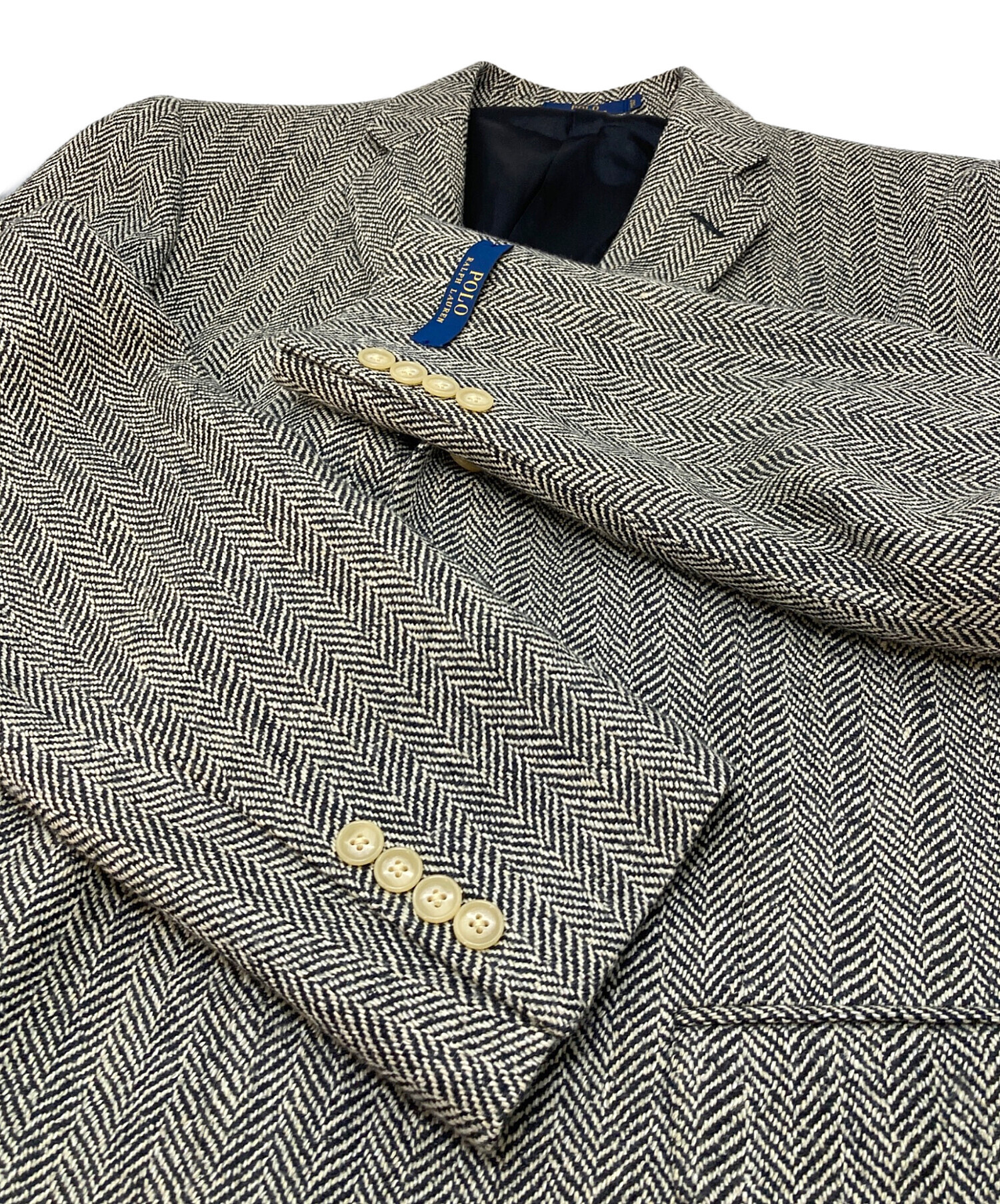 ラルフローレン テーラードジャケット ヘリンボーン ウール　L相当　日本製 中古・古着通販】POLO RALPH LAUREN (ポロ・ラルフローレン