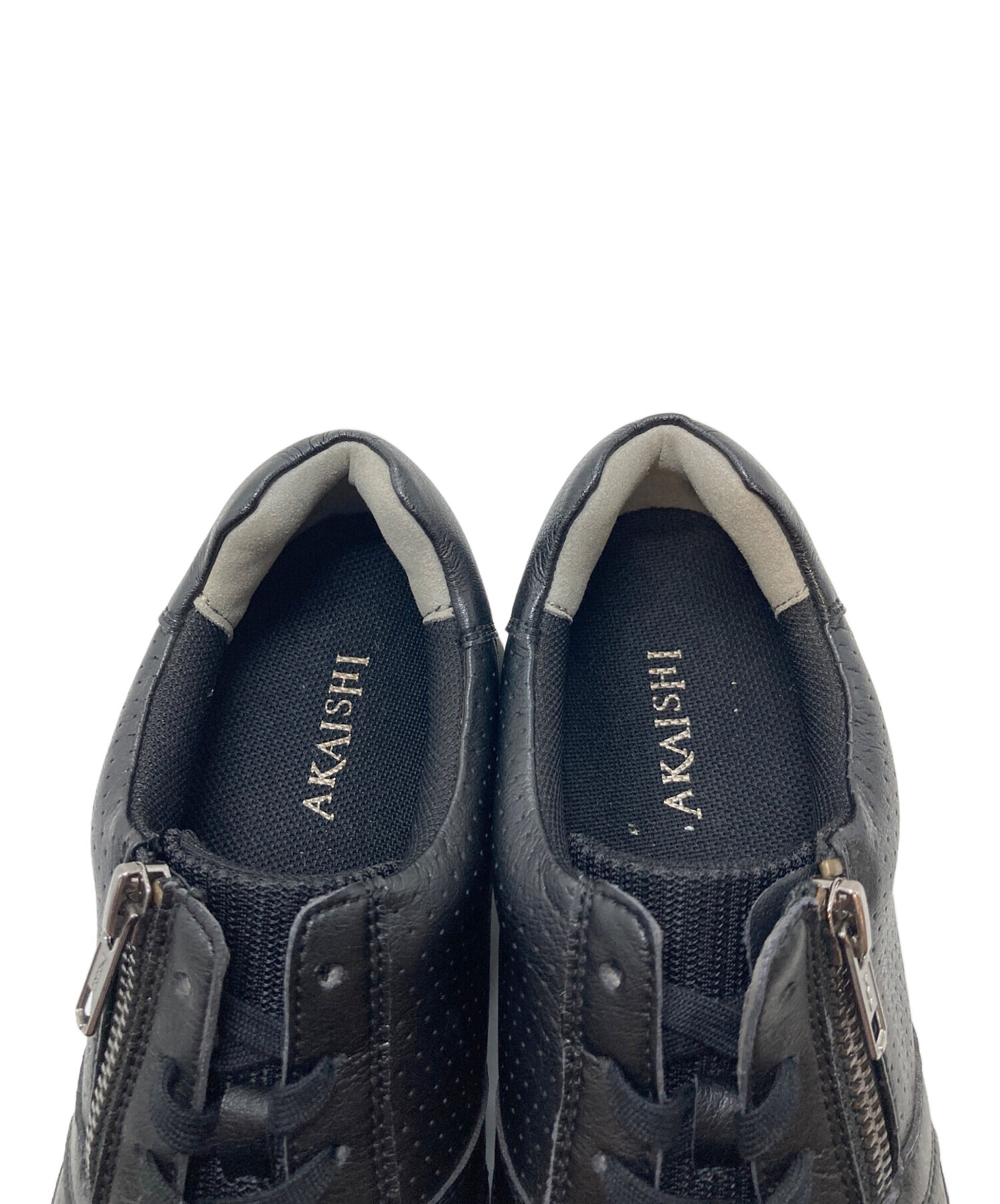 美品　AKAISHI アカイシ　24.0 スニーカー　レザー　サイドジップ 美品 AKAISHI アカイシ 24.0 スニーカー レザー サイドジップ - メルカリ