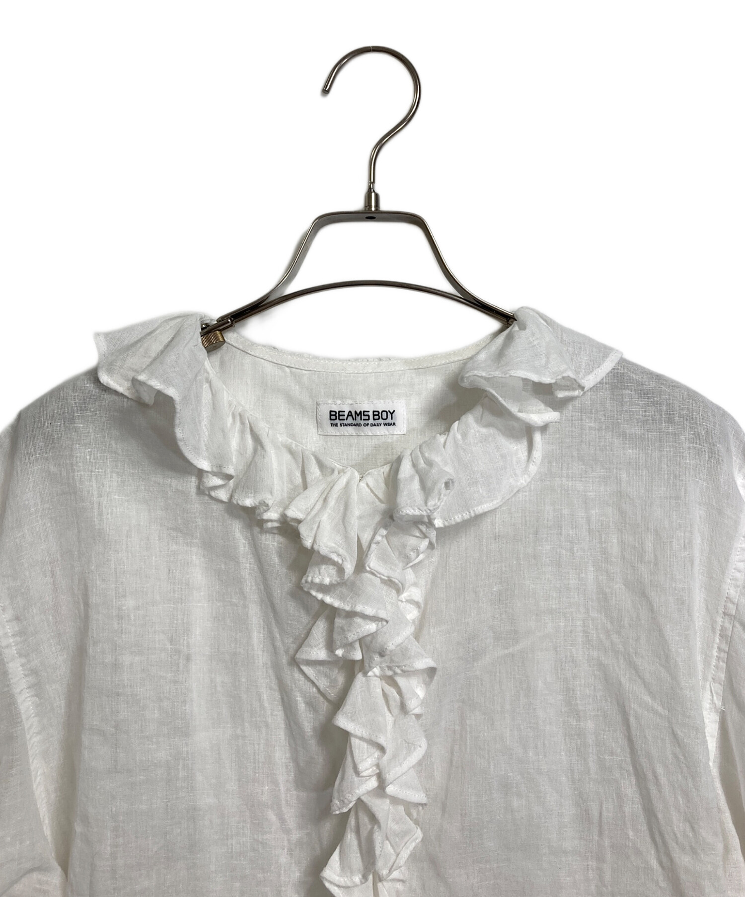 【中古】ビームスボーイ BEAMS BOY コットン レース フリル ノースリーブ ブラウス ホワイト【サイズFREE】【レディース】 BEAMS BOY - 【中古】ビームスボーイ BEAMS BOY コットン レース