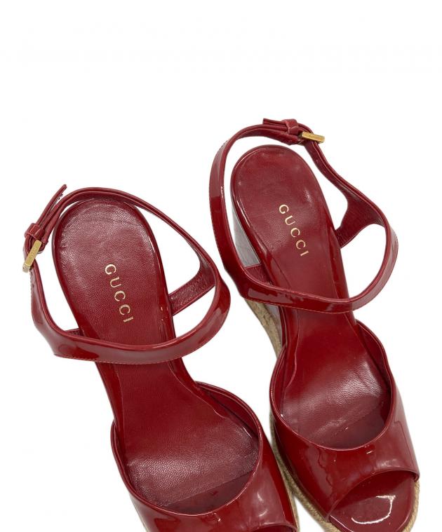 GUCCI サンダル レッド 中古・古着通販】GUCCI (グッチ) ウェッジソールサンダル レッド