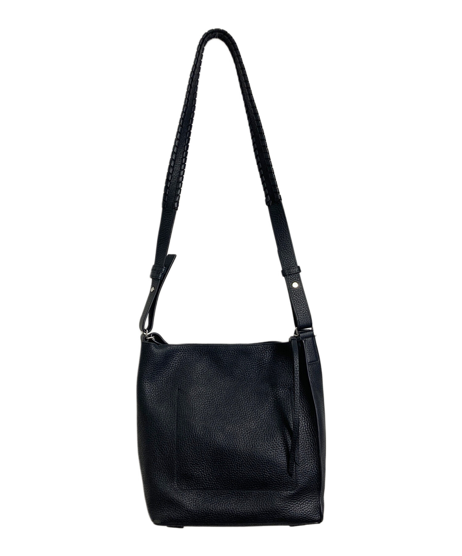 All Saints Black 黒 レザー ショルダーバッグ all saints（バッグ 