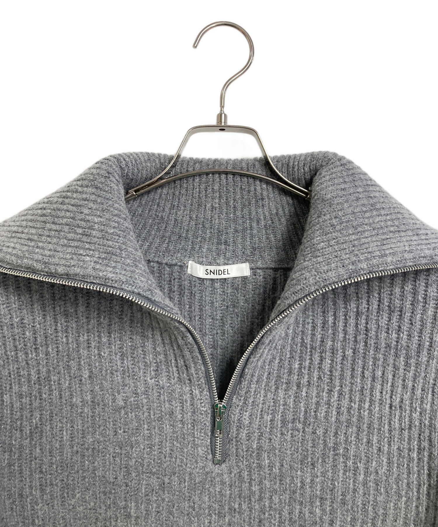 SNIDEL スナイデル　ハーフジッププルオーバー　グレー 中古・古着通販】Snidel (スナイデル) ウールハーフジップニットプル