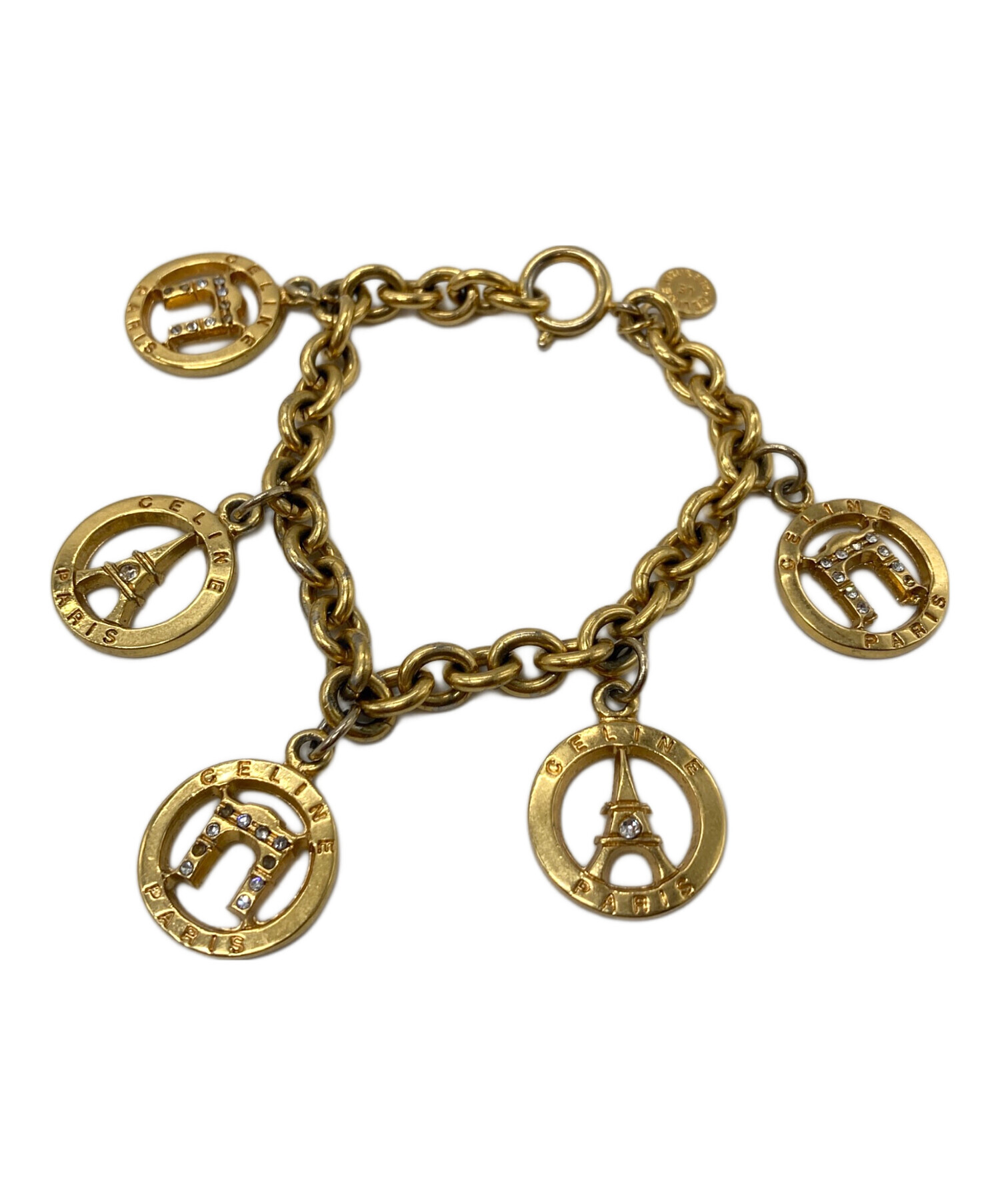 【極希少】ヴィンテージ　セリーヌ　エッフェル塔　チェーン　ブレスレット 極希少✨ Celine セリーヌ ブレスレット ゴールド エッフェル塔 凱旋門