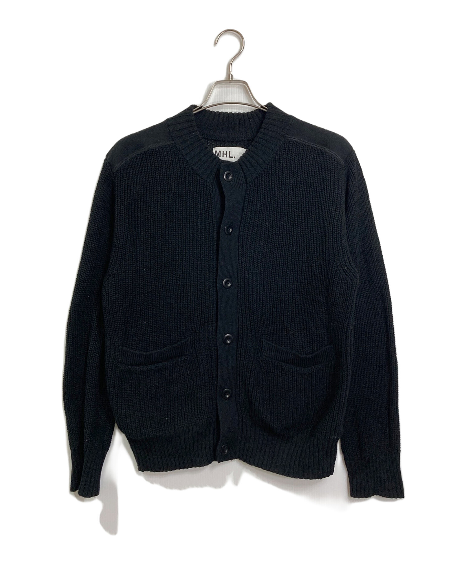 MHL. ブラック カーディガン Lサイズ 中古・古着通販】MHL (エムエイチエル) ROUGH COTTON カーディガン