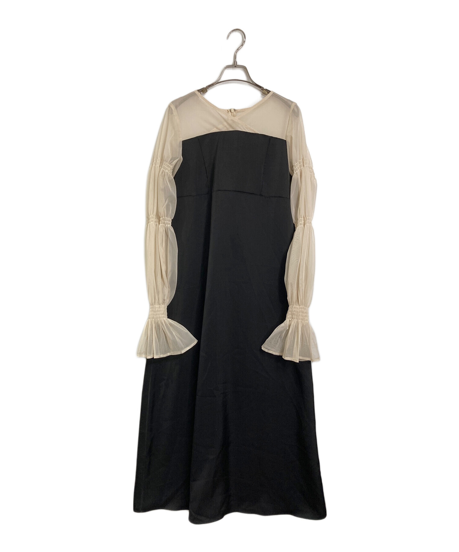 中古・古着通販】sahara (サハラ) TulleSleeveSatin Dress ドレス 