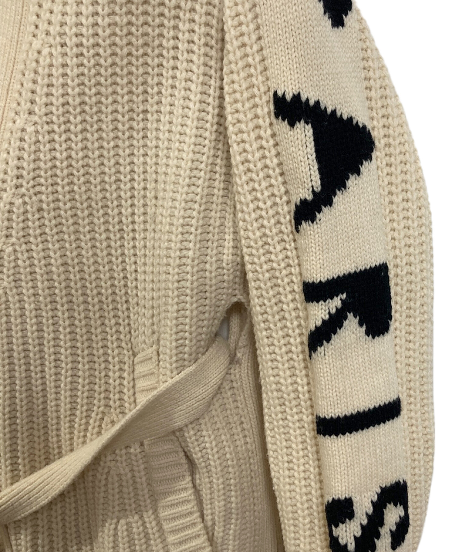KENZO ウールカーディガン Mサイズ ベージュ 中古・古着通販】KENZO (ケンゾー) ロングカーディガン ロゴ