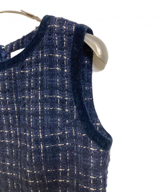 Sheller（シェリエ) ツイード素材のノースリーブワンピース 中古・古着通販】sheller (シェリエ) ツイードノースリーブワンピース