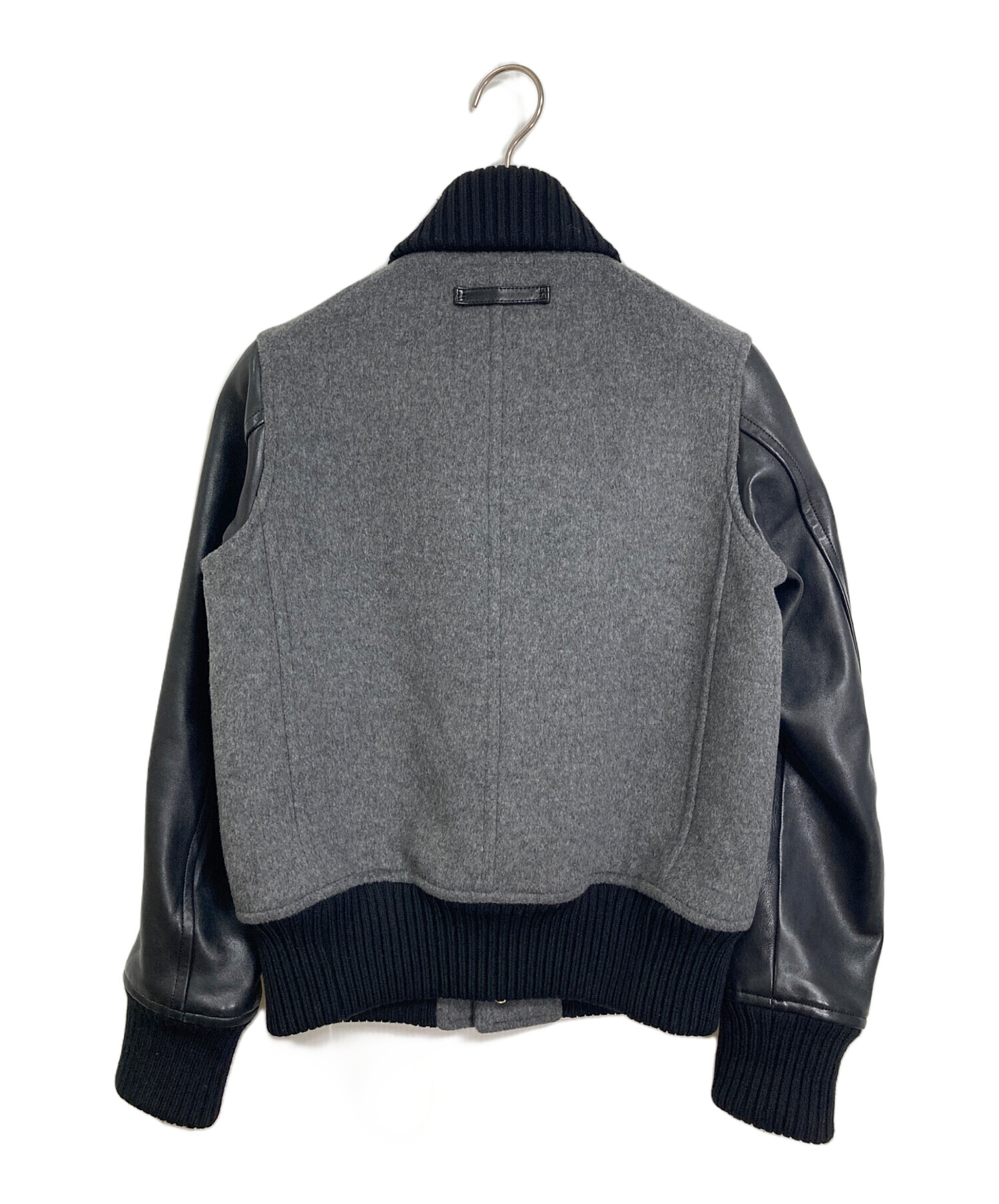 Drawer 袖レザースタジャン 36 日本製 中古・古着通販】DRAWER (ドゥロワー) レザースリーブスタジャン