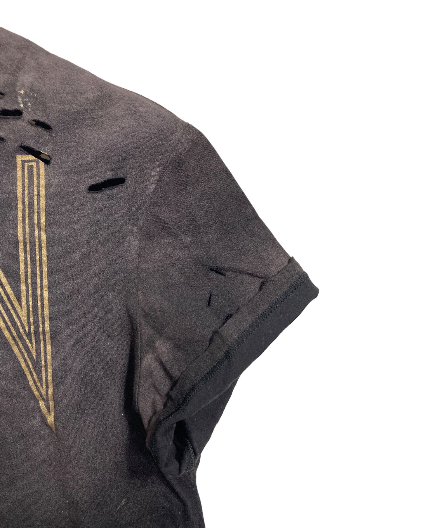 中古・古着通販】BALMAIN (バルマン) デストロイロゴダメージ加工T