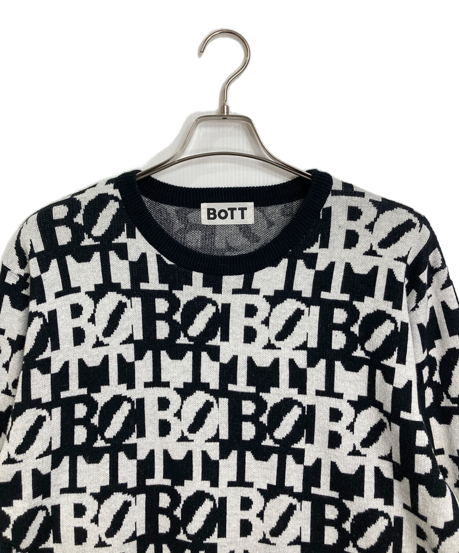 Bott クルーネックセーター 中古・古着通販】BoTT (ボット) クルーネックニット 柄ニット ホワイト