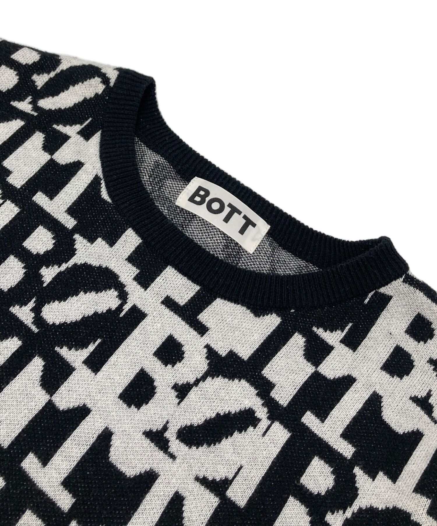 中古・古着通販】BoTT (ボット) クルーネックニット 柄ニット ホワイト