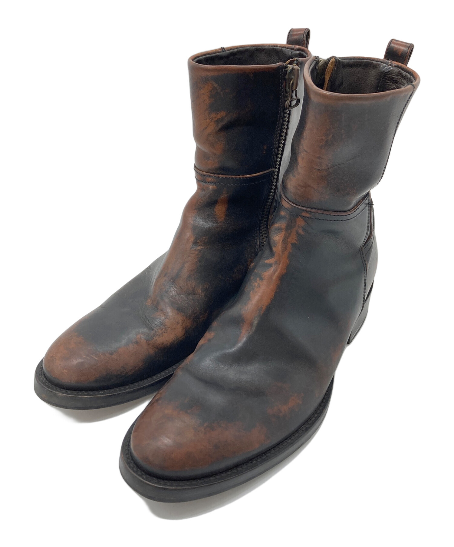 【中古美品】BUTTEROブーツ(サイズ40/26cm)ブッテロ 中古・古着通販】BUTTERO (ブッテロ) ムラ加工サイドジップブーツ