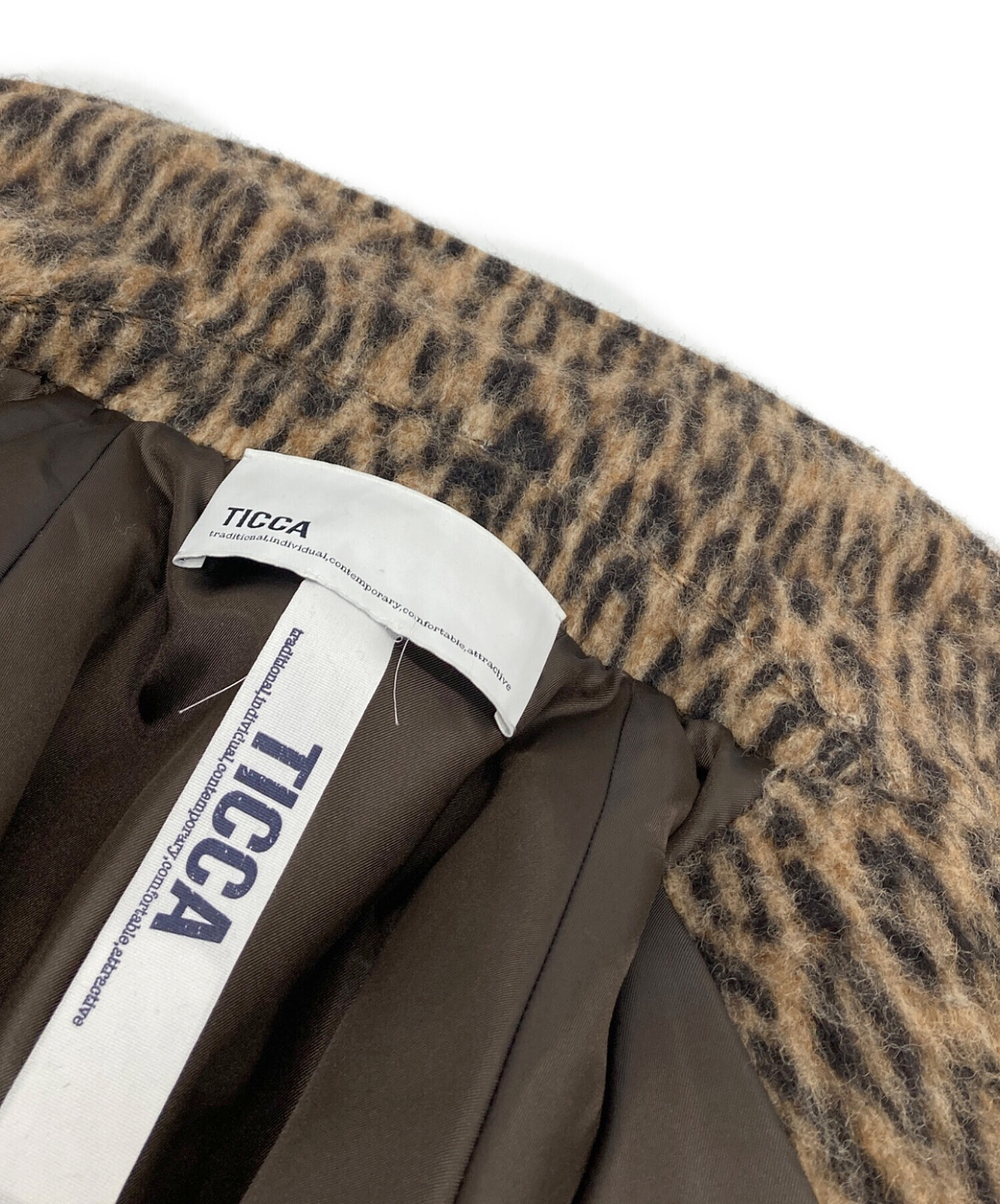 中古・古着通販】ticca (ティッカ) レオパードシャギーピーコート 24AW