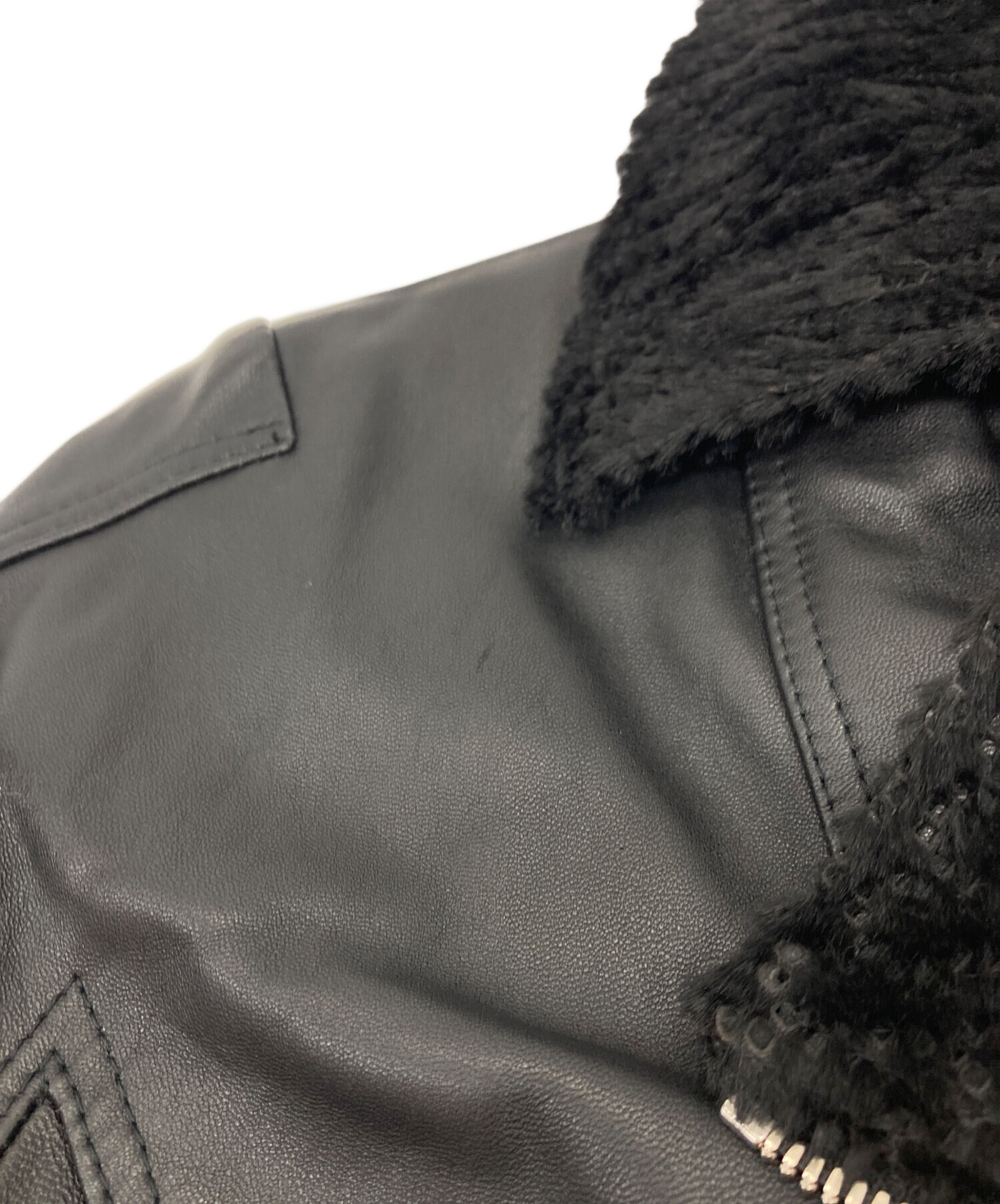 中古・古着通販】ARTISAN (アルチザン) ボア襟シープレザージャケット