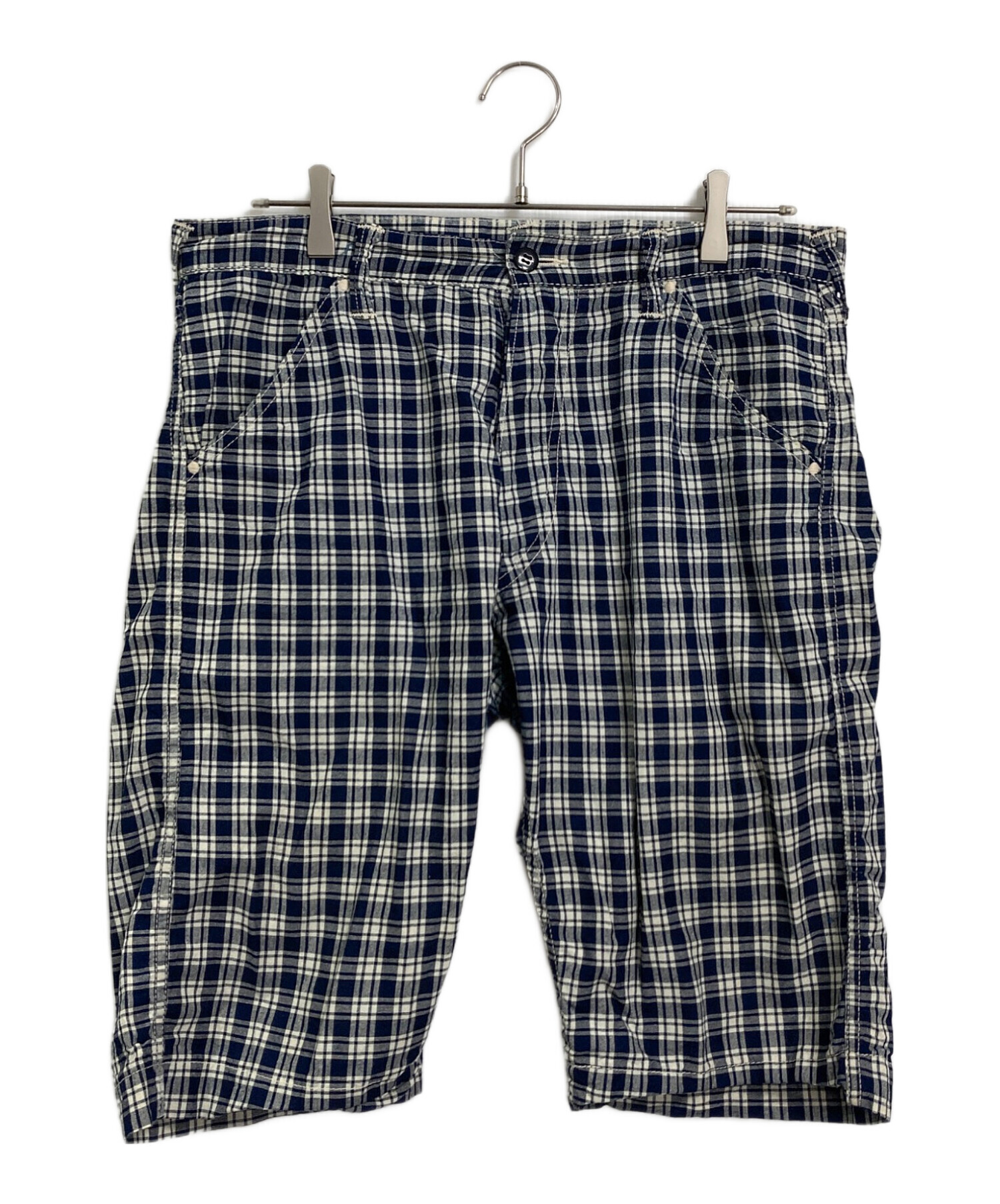 中古・古着通販】EVISU (エヴィス) ハーフパンツ チェック ネイビー